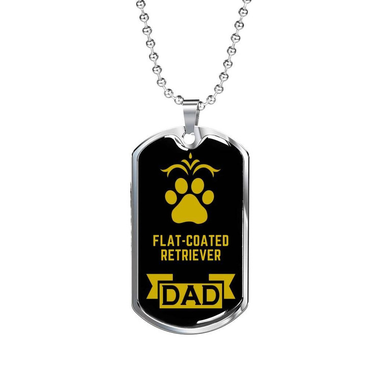 Gift For Dad Gift For Dog Owner Lover Dog Tag Necklace Flatcoated Retriever Dad