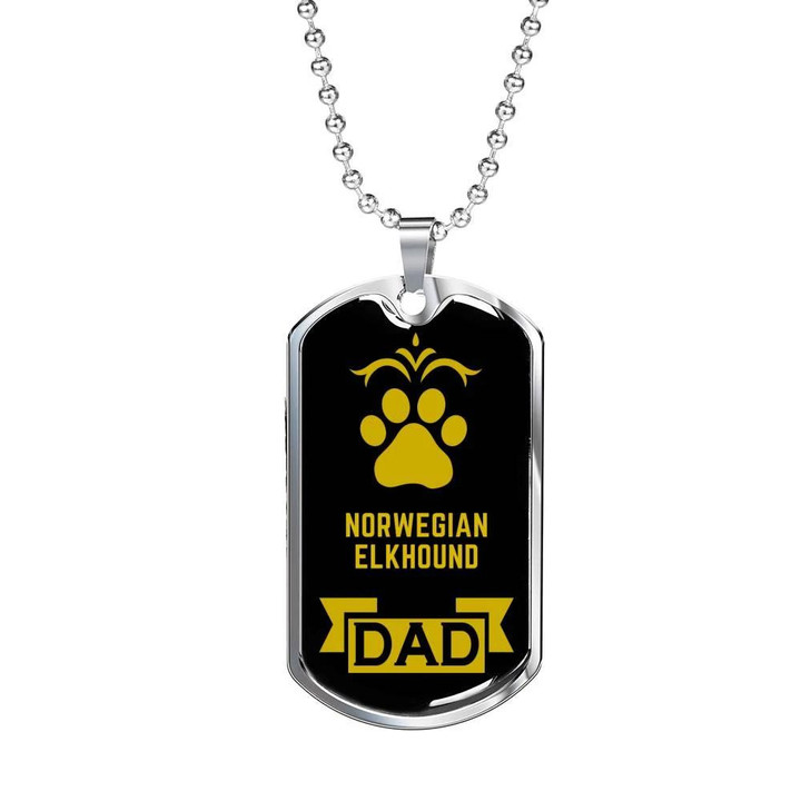 Gift For Dad Dog Tag Necklace Gift For Dog Owner Lover Norwegian Elkhound Dad