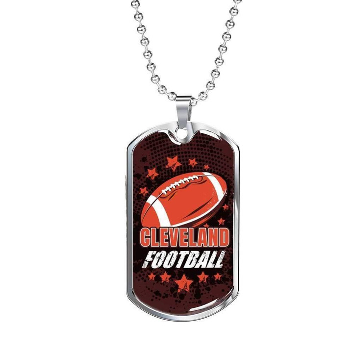 Gift For Him Cleveland Fan Football Valentine's Day Gift Idea Dog Tag Pendant Necklace