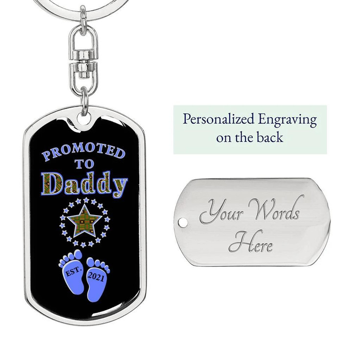 Gift For Dad Promoted To Daddy In 2021 Black Design Custom Name Dog Tag Pendant Keychain