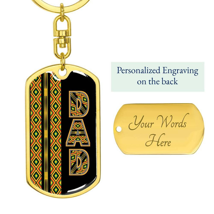African Kente Style Design Gift For Dad Custom Name Dog Tag Pendant Keychain