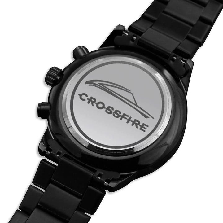 Chrysler Crossfire Lovers Coupe Engraved Customized Black Chronograph Watch