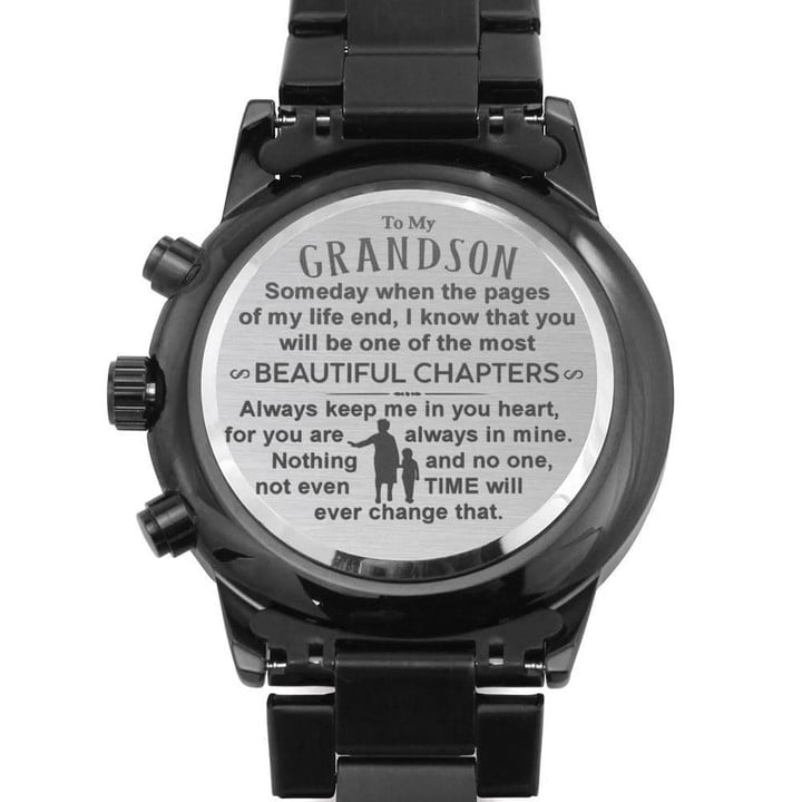 Gift For Grandson Engraved Customized Black Chronograph Watch The Most Beautiful Chapters