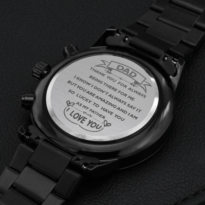 Engraved Customized Black Chronograph Watch Gift For Dad You Are Amazing