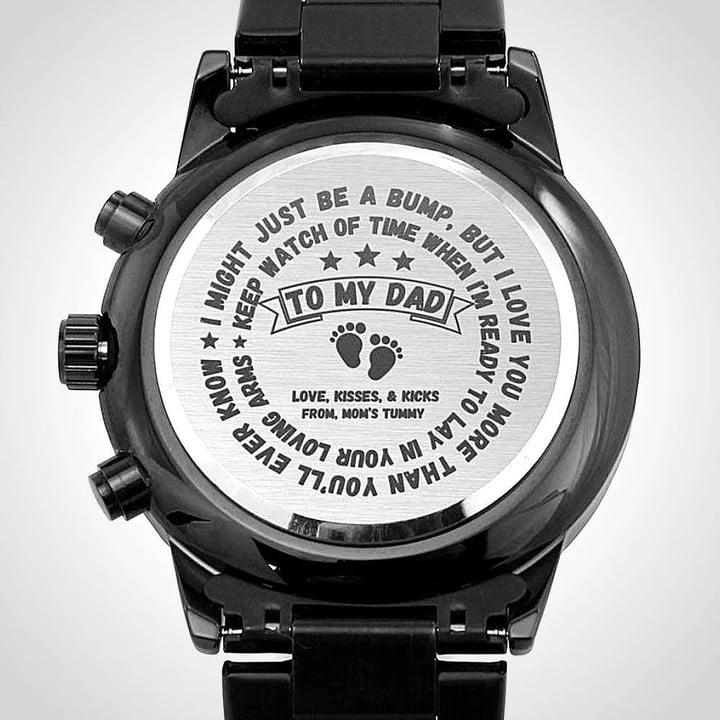 Gift For Dad Just Be A Bump Engraved Customized Black Chronograph Watch
