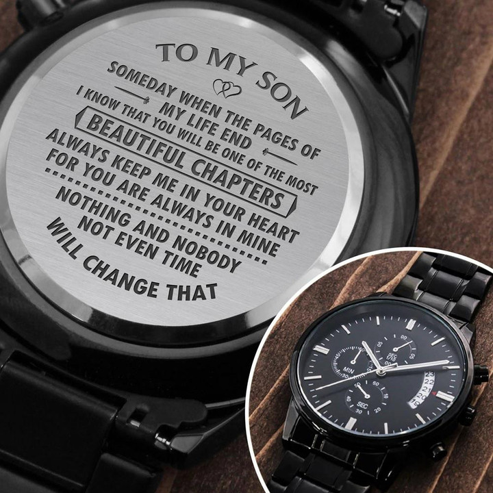 Gift For Son Nothing Will Change That Engraved Customized Black Chronograph Watch
