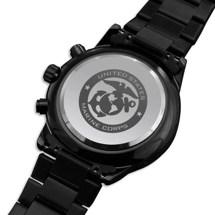 United States Marine Corps Engraved Customized Black Chronograph Watch