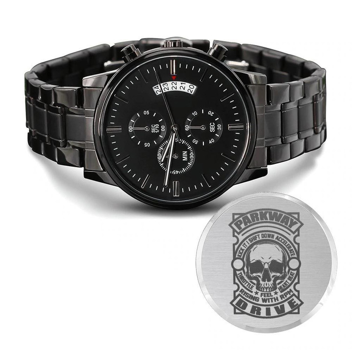 Parkway Drive Rising With With RPM Engraved Customized Black Chronograph Watch