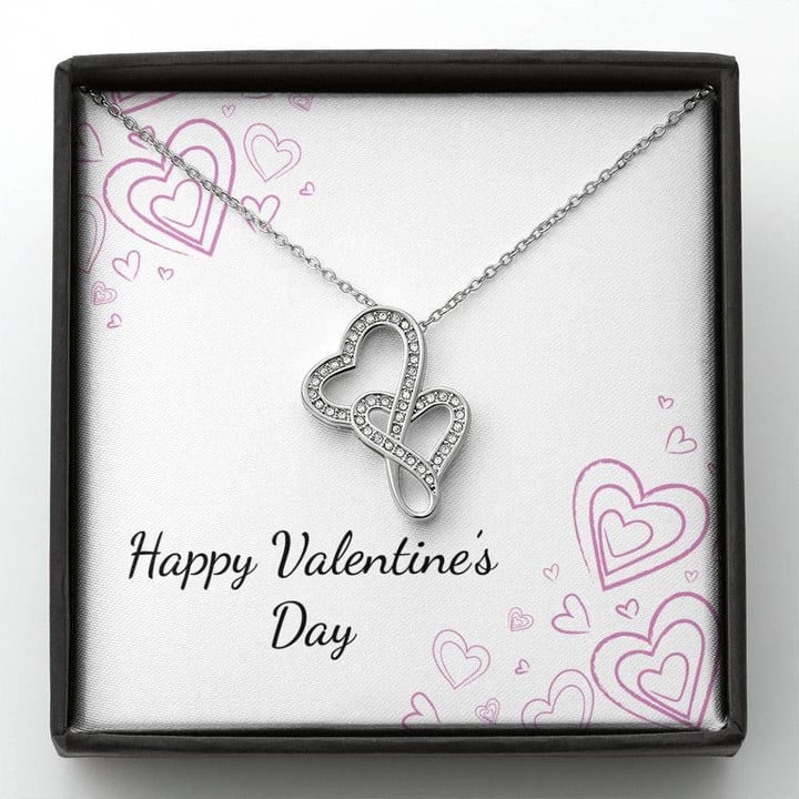 Luxury Double Hearts Necklace Gift For Wife On Wedding Day Heart Elements