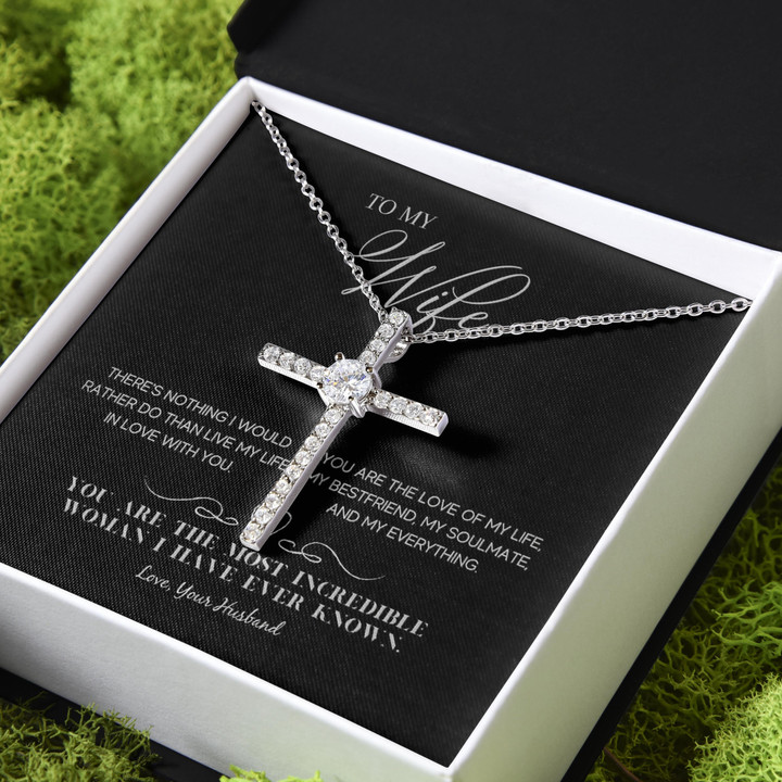 You're The Most Incredible Woman Gift For Wife CZ Cross Necklace