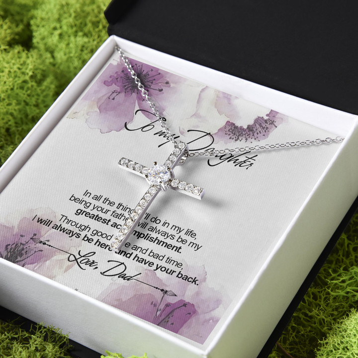 You're My Greatest Accomplishment Gift For Daughter CZ Cross Necklace