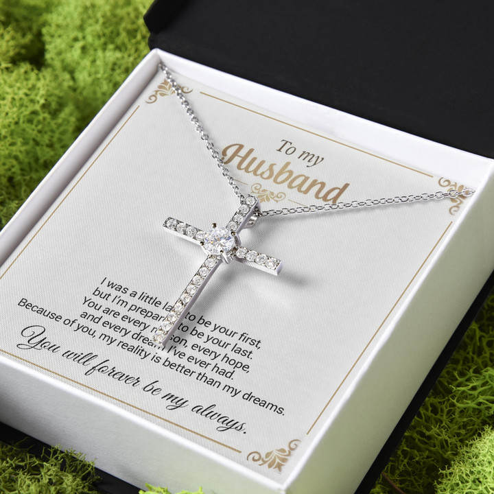 You'll Forever Be My Always Gift For Husband CZ Cross Necklace