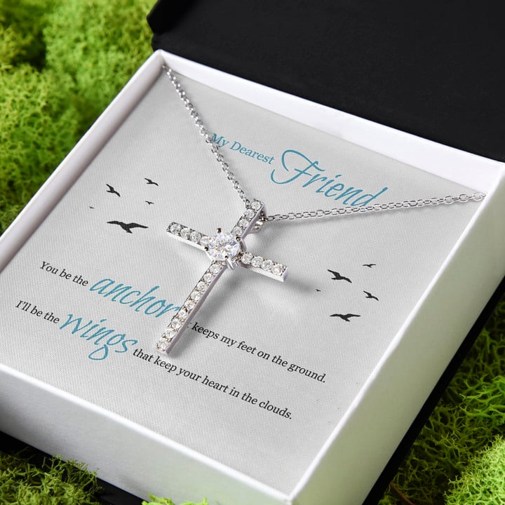 You'll Always In My Heart Gift For Friend CZ Cross Necklace