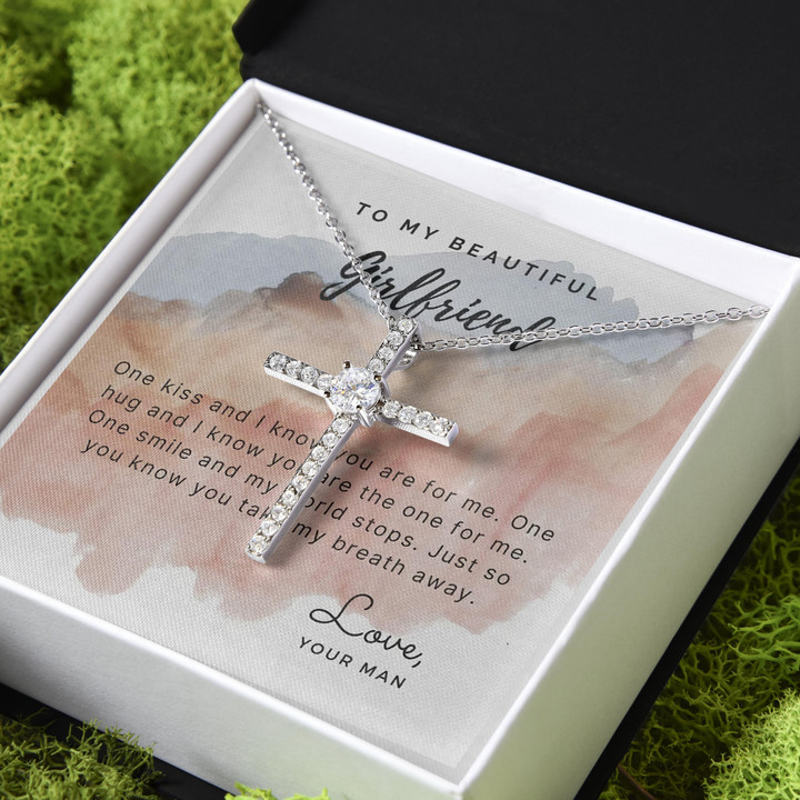 You Take My Breath Away Gift For Girlfriend CZ Cross Necklace