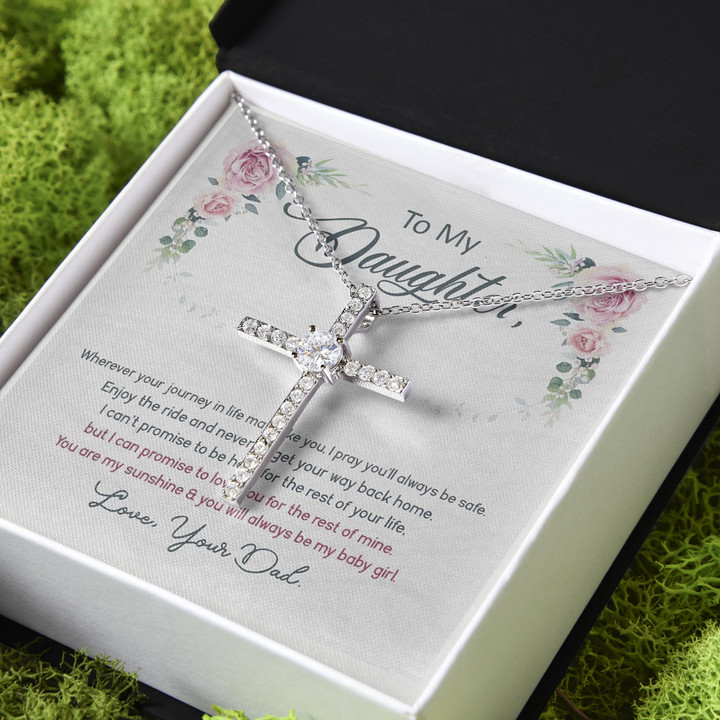 You Are My Sunshine Gift For Daughter CZ Cross Necklace