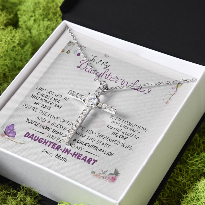 You Are My Daughter In Heart Birthday Gift For Daughter In Law CZ Cross Necklace