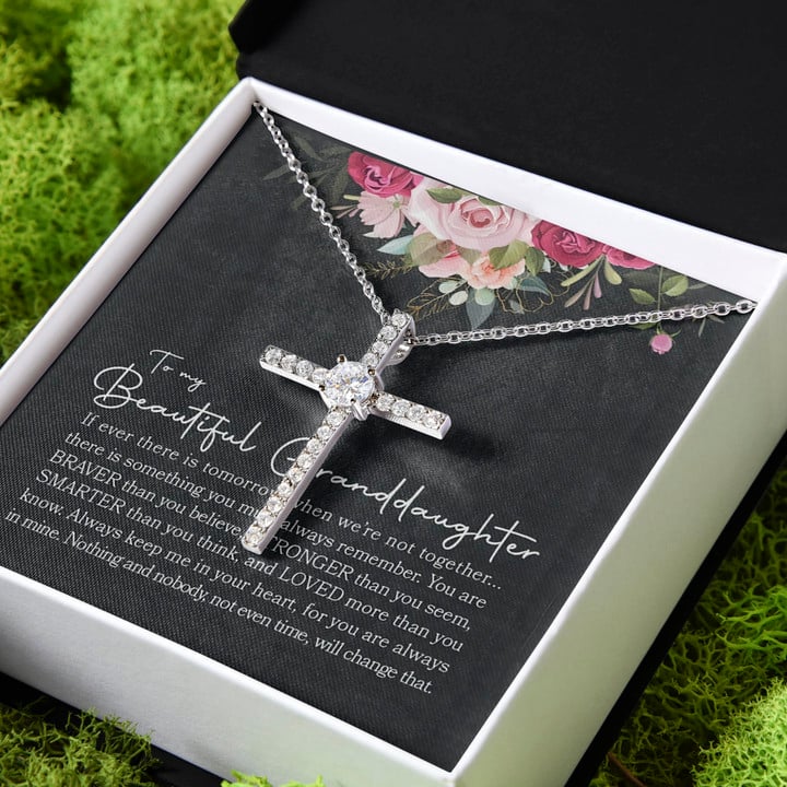 You Are Always In Mine Gift For Granddaughter CZ Cross Necklace