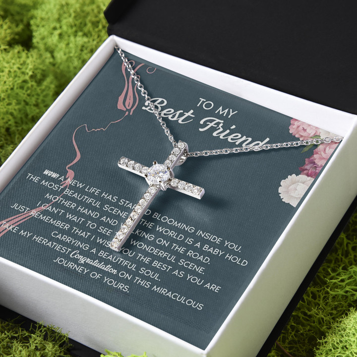 Wish You The Best Gift For Friend Best Friend CZ Cross Necklace