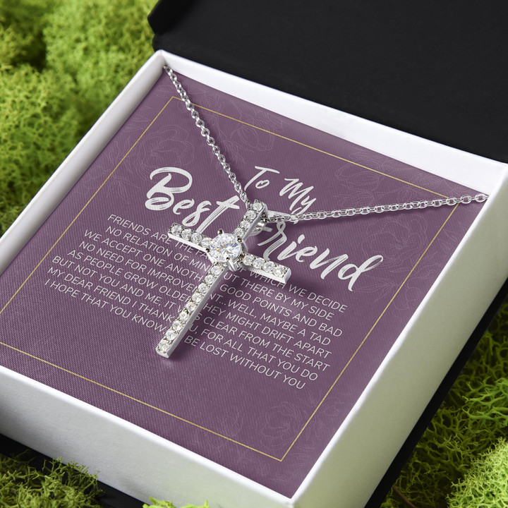 To My Best Friend You Are My Bestie Forever Gift For Friend CZ Cross Necklace