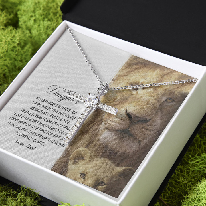 The Rest Of My Life Lion Gift For Daughter CZ Cross Necklace