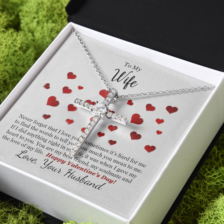 The Love Of My Life Gift For Wife CZ Cross Necklace