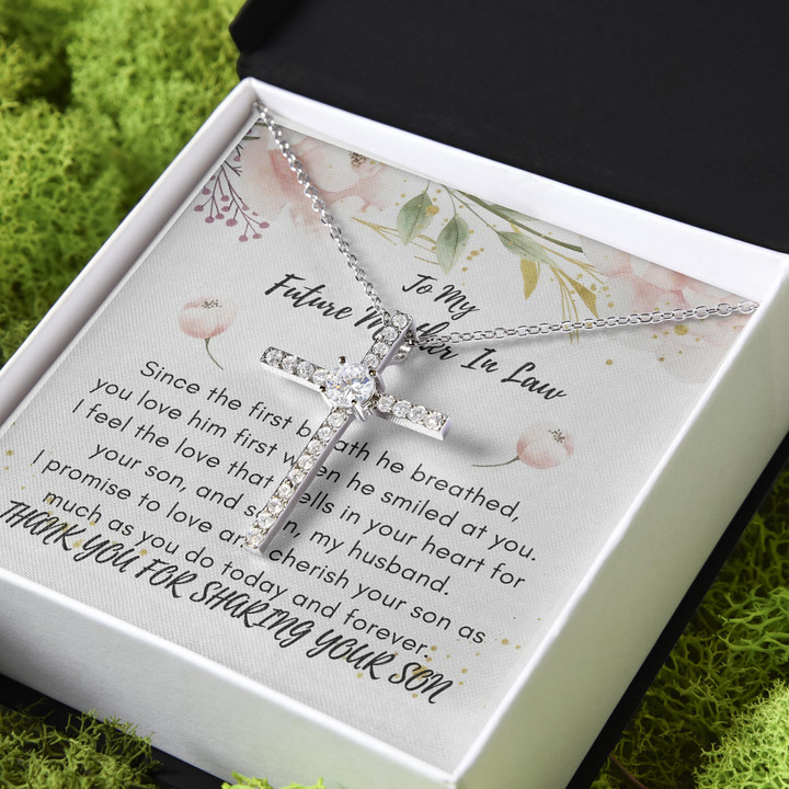 Thanks For Sharing Your Son Gift For Mother Future Mother In Law CZ Cross Necklace