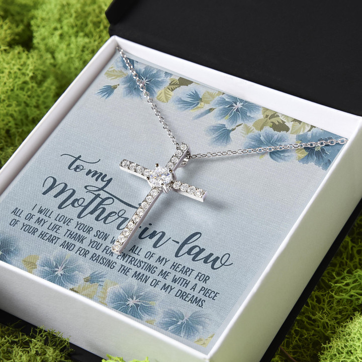 Thanks For Entrusting Me Gift For Mother In Law CZ Cross Necklace