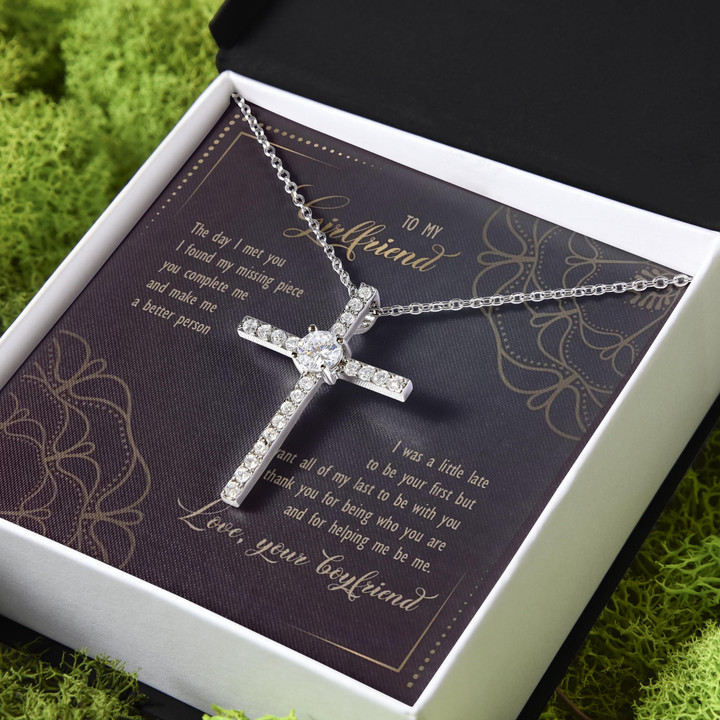 Thanks For Being Who You Are Gift For Girlfriend CZ Cross Necklace