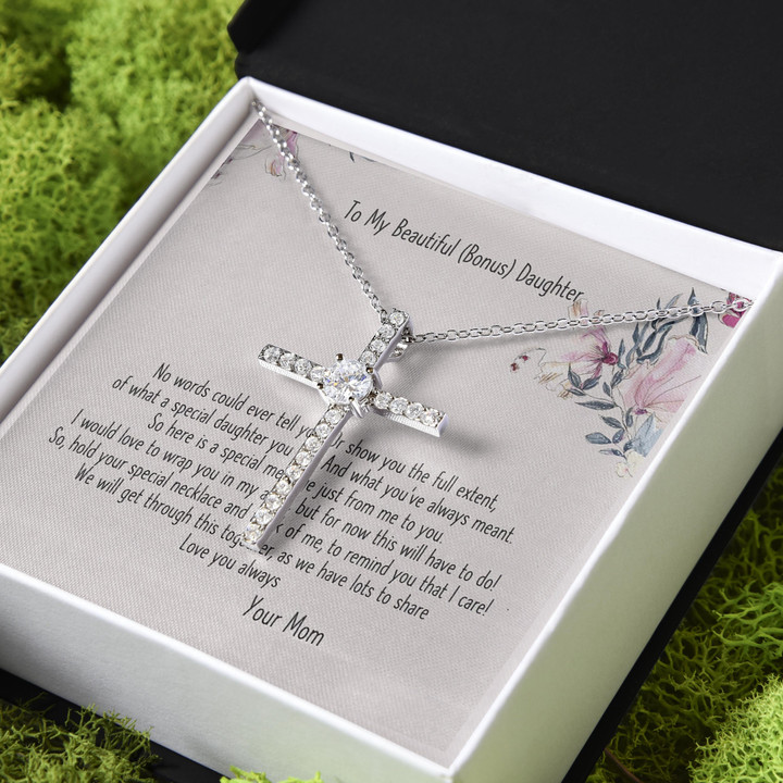 No World Could Ever Tell You Gift For Daughter Bonus Daughter CZ Cross Necklace