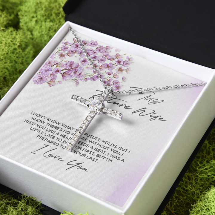 No Future Without You Gift For Wife Future Wife CZ Cross Necklace