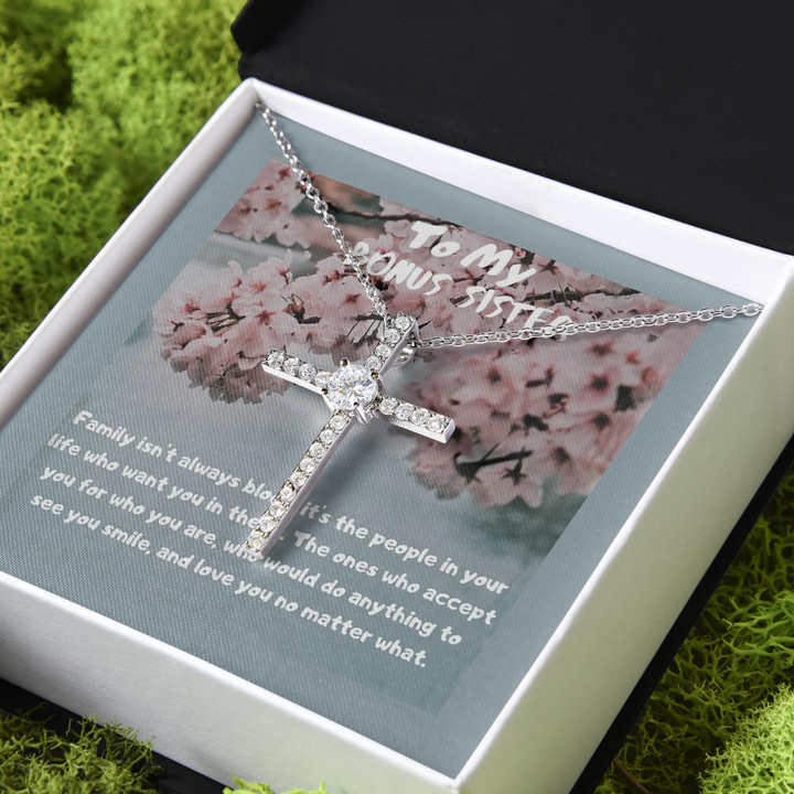 Never Forget Your Way Back Home Gift For Sister Bonus Sister CZ Cross Necklace