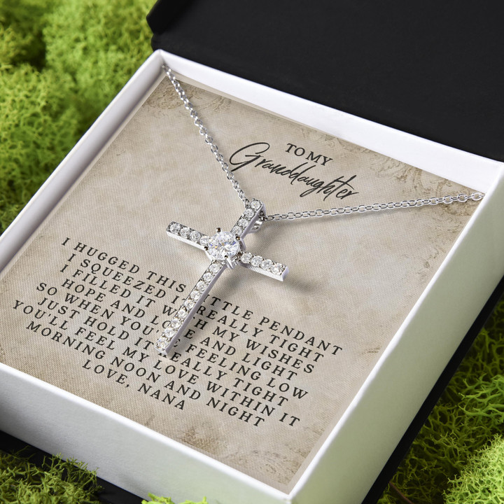 Nana Gift For Granddaughter You'll Feel My Love CZ Cross Necklace