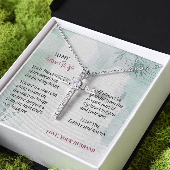 My Heart Of You Gift For Wife Future Wife CZ Cross Necklace