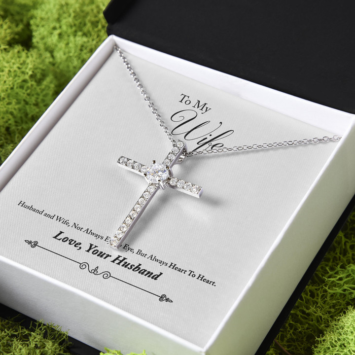 Lyncera Gift For Wife Always Heart To Heart CZ Cross Necklace