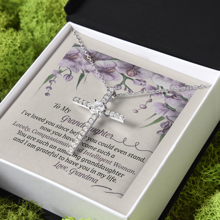 Lovelu Compassionate And Intelligent Woman Sweetest Gift For Granddaughter CZ Cross Necklace