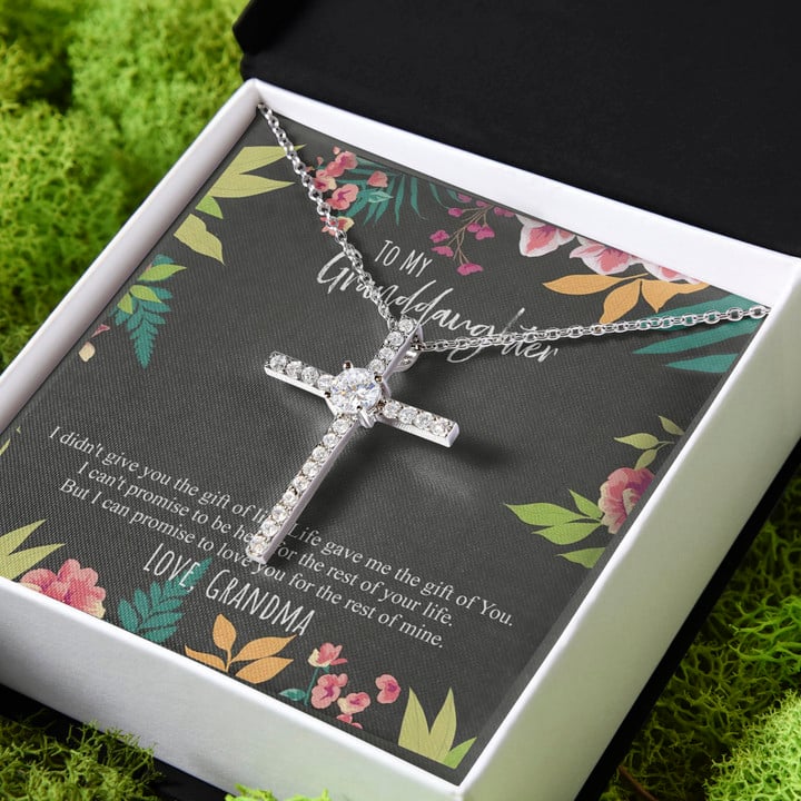 Love You For The Rest Of Mine Gift For Granddaughter CZ Cross Necklace