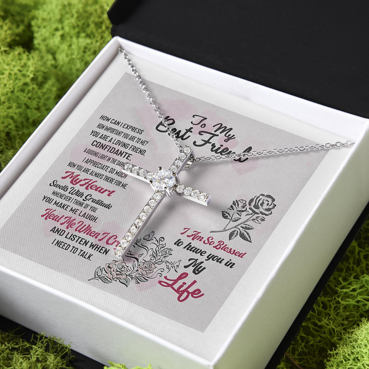Listen When I Need To Talk Sweetest Gift For Friend CZ Cross Necklace