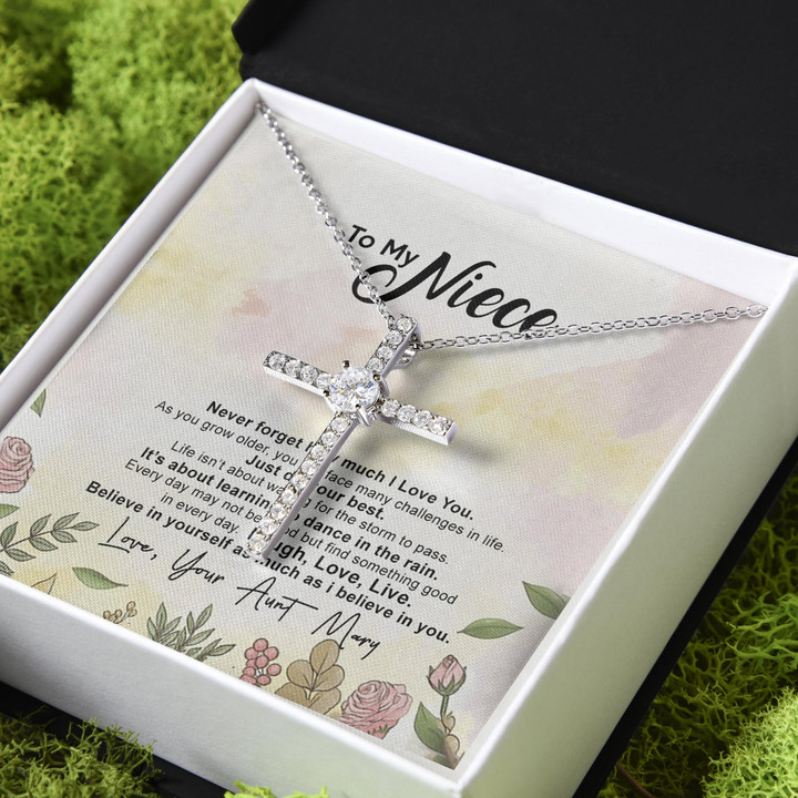 Just Do Your Best Gift For Niece CZ Cross Necklace
