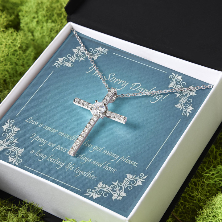 I'M Sorry Darling Gift For Her CZ Cross Necklace