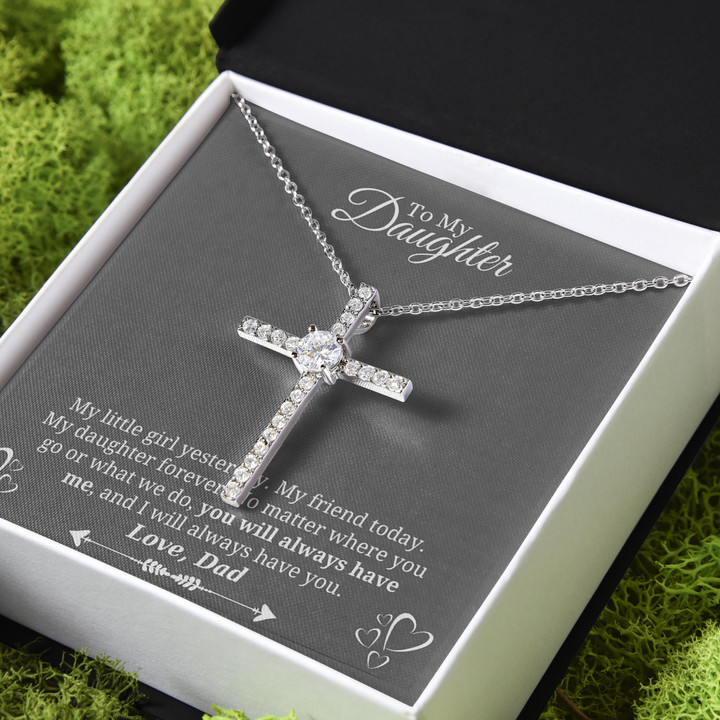 I'll Always Have You Gift For Daughter CZ Cross Necklace