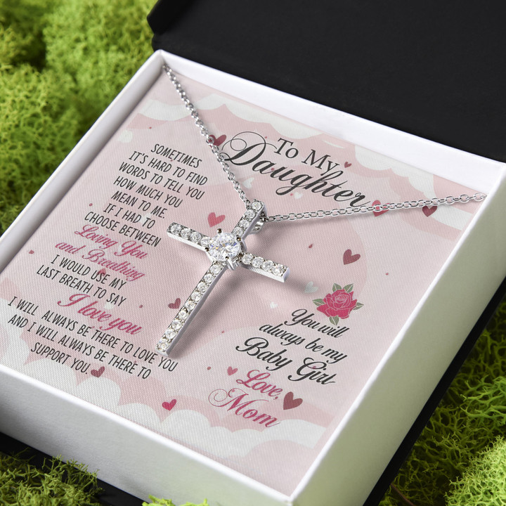 I'll Always Be There To Love You Gift For Daughter CZ Cross Necklace