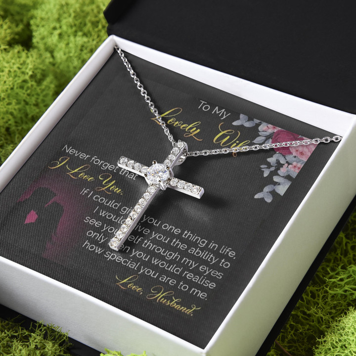 If I Could Give You One Thing Gift For Wife CZ Cross Necklace