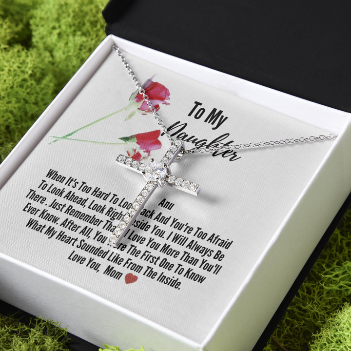 I Will Always Be There Gift For Daughter CZ Cross Necklace