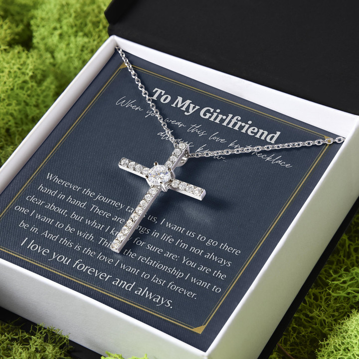 I Want To Last Forever Gift For Girlfriend CZ Cross Necklace