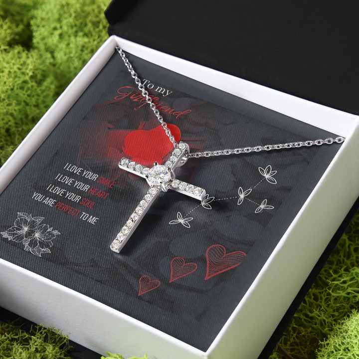 I Love Your Smile Your Heart Gift For Girlfriend CZ Cross Necklace