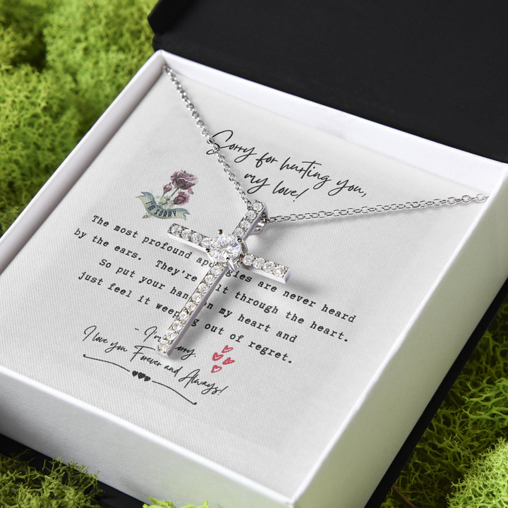 I Love You Forever And Always Gift For Wife CZ Cross Necklace
