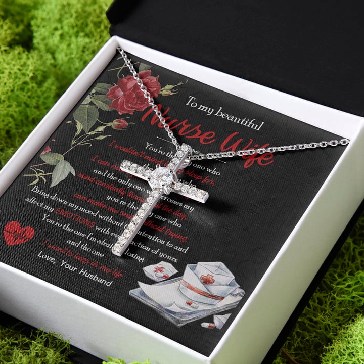 Husband Gift For Wife Nurse Wife I Want To Keep In My Life CZ Cross Necklace