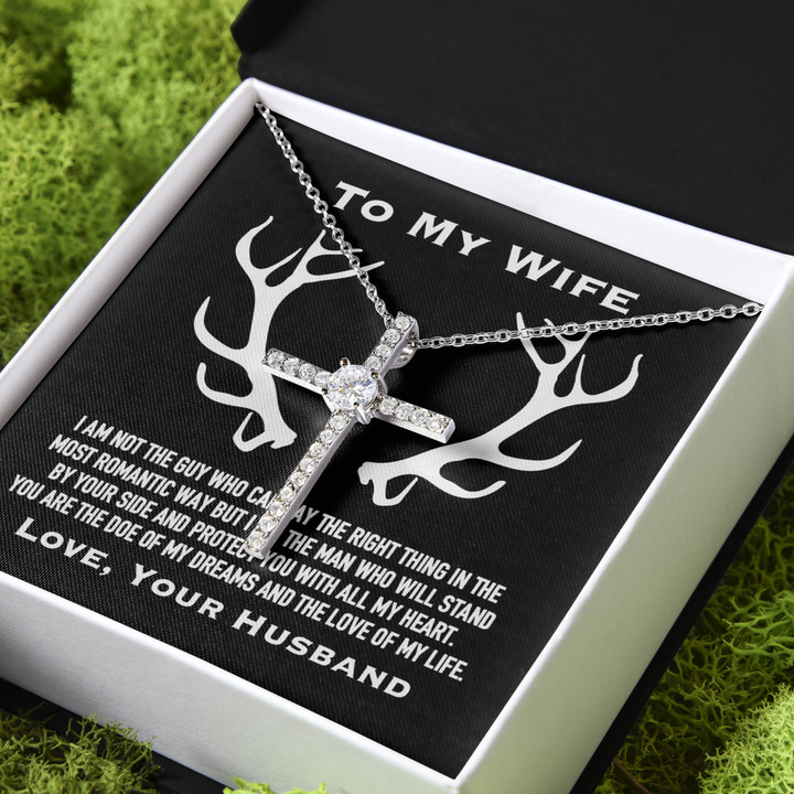 Husband Gift For Wife Doe Of My Dream CZ Cross Necklace