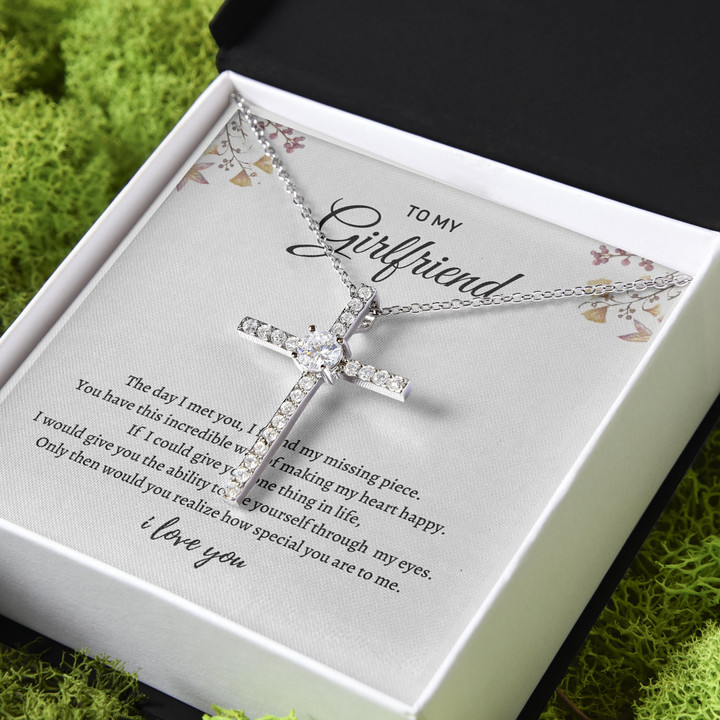 How Special You Are To Me I Found My Missing Piece Gift For Girlfriend CZ Cross Necklace