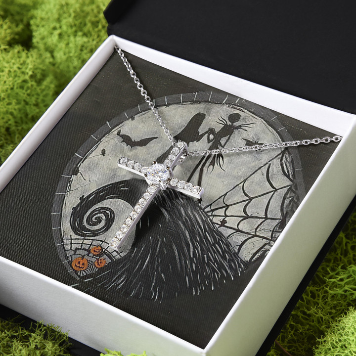 Halloween Queen And King Unique Gift For Her CZ Cross Necklace